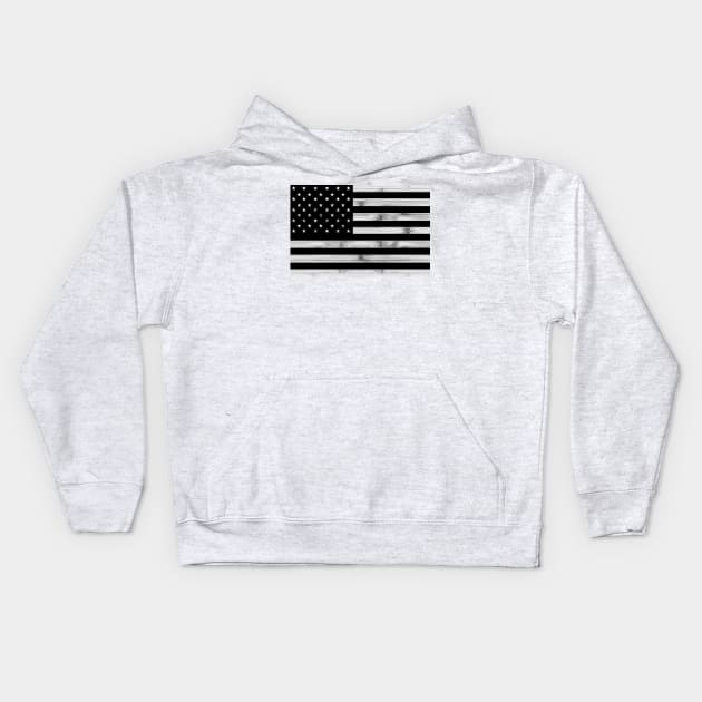 USA flag Rustic Wood Black White Patriotic America 4th of July stars stripes Kids Hoodie by PLdesign